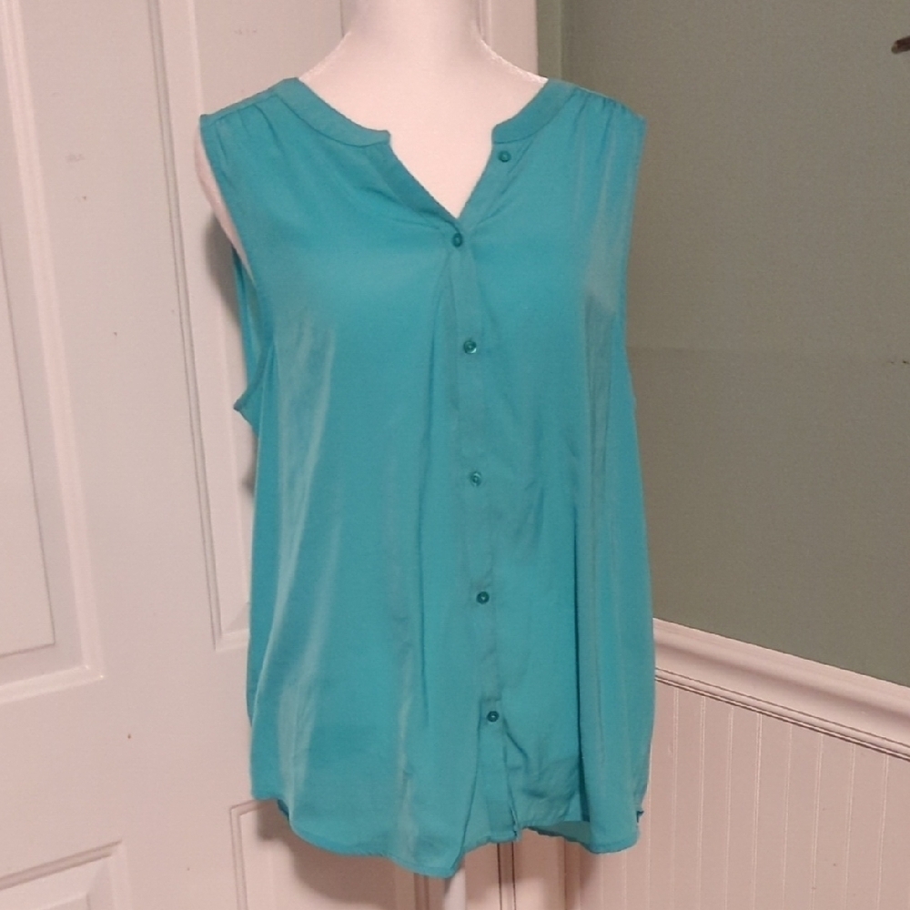 American Eagle Outfitters Sleeveless Teal Blue Green Top Large